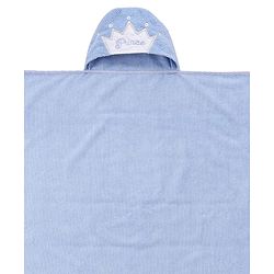 Babyhug Microfiber Knit Hooded Towel With Text Embroidery Light L 76 x B 69 cm - Blue