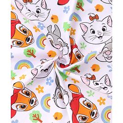 Babyhug Disney 100% Cotton Knit Hooded Towel With Disney Marie Graphics L 76 x B 76 cm - White