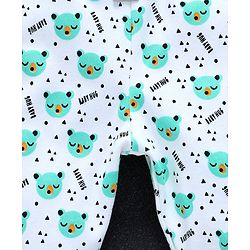 Babyhug Full Length Cotton Lounge Pant Bear Print - White Sea Green