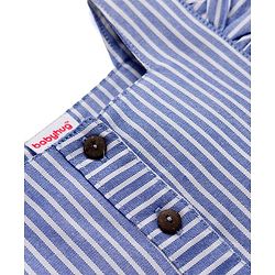 Babyhug Cotton Woven Frill Sleeves Striped Top & Lounge Pant Co-ord Set - Blue