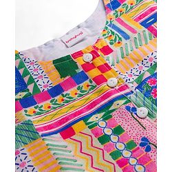 Babyhug Cotton Woven Half Sleeves Top & Lounge Pant Co-ord Set With Floral Print - Multicolor