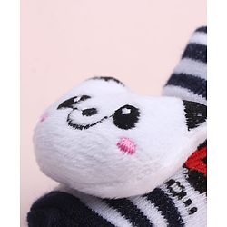 Cute Walk by Babyhug Sock Shoes With Stripes & Panda Applique - Multicolour