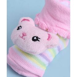 Cute Walk by Babyhug Sock Shoes With Animal Applique & Stripes Design - Multicolour