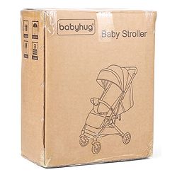Babyhug AeroGlide Compact Fold Baby Stroller Grey| One-Hand Fold Safety Harness Reclining Seat Concealed Linked Brake Integrated Trolley Handle Air-cabin Friendly Suspension Wheel 03 Years Grey