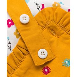 Babyhug Cotton Woven Frock & Half Sleeves Inner Tee With Floral Print & Embroidery - Yellow & White