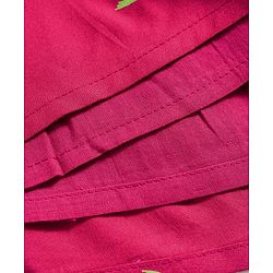 Babyhug 100% Cotton Woven Full Sleeves Floral & Mushroom Printed Frock With Frill Detailing - Dark Red