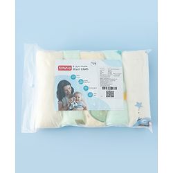 Babyhug 6 Layer Muslin Wash Cloth 100% Cotton High Absorbency Ultra Soft Feeding & Diapering Essential Machine Washable & Re-usable Bath & Toweling Pack of 5 - Multicolour