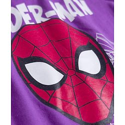 Babyhug Marvel Cotton Knit T-Shirt with Spider-Man Graphic Half Sleeves Round Neck Purple