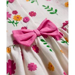 Babyhug 100% Cotton Knit Full Sleeves Floral Printed Frock With Bloomer - Pink