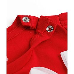 Babyhug Cotton Knit Half Sleeves T-Shirt with Text Print & Bow Applique - Red