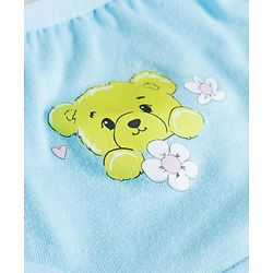 Babyhug 100% Cotton Knit Panties with Heart & Bear Print Pack of 3 - Blue Pink & White