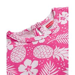 Babyhug Cotton Knit Half Sleeves T-Shirt & Capri Co-ord Night Suit With Floral Print - Pink