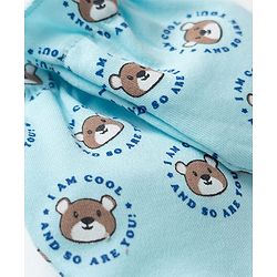 Babyhug 100% Cotton Knit Mittens & Booties with Teddy Print - Multicolor