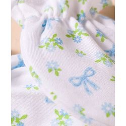 Babyhug 100% Cotton Knit Mittens & Booties with Floral Print - White