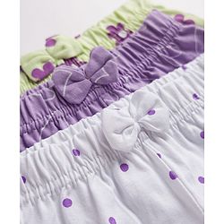 Babyhug Single Jersey Knit Mid Thigh Printed Shorts with Bow Applique Pack of 3 - Multicolor