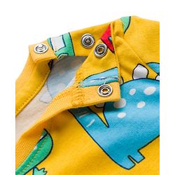 Babyhug Cotton Knit Full Sleeves Co-ords T-Shirt & Pajama Night Suit with Dino Print - Yellow