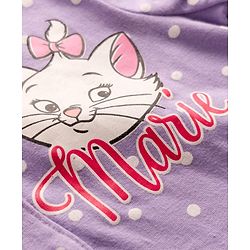Babyhug Disney Single Jersey Knit Full Sleeves Co-ords Shirt & Pajama Night Suit with Marie Print - Lavender