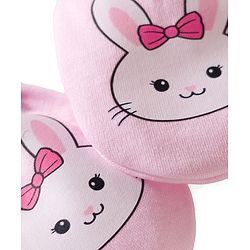 Babyhug 100% Cotton Knit Mittens & Booties With Bunny Print - Multicolor