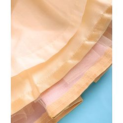 Babyhug Premium Satin Woven Cap Sleeves 5 Layers Solid Color Party Dress with Waist Belt Detailing - Cream