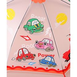 Babyhug Free Size Umbrella with Car Print - Red