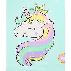 Babyhug Free Size Umbrella with Unicorn Print - Sea Green