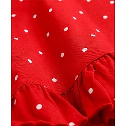 Babyhug Cotton Knit Half Sleeves Polka Dots Printed Nighty - Red