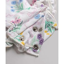 Babyhug 100% Cotton Interlock Knit Half Sleeves Onesies with Floral Print - White