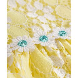 Babyhug Cotton Woven Sleeveless Floral Embroidered Frock with Lace Detailing - Yellow