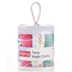 Babyhug 100% Cotton Terry Washcloth & Burp Cloth Set of 12| Ultra Soft & Absorbent| Quick Dry| Multicolour Prints & Solids| Gentle on Baby Skin | Newborn & Baby Essentials