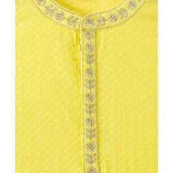 Babyhug Cotton Dobby Woven Full Sleeves Kurta Pajama Set with Dobby Embroidery - Limegreen