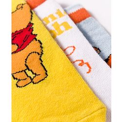 Cute Walk by Babyhug Disney Non Terry Knit Anti-Bacterial Ankle Length Socks with Winnie the Pooh Graphic Pack of 3 - Yellow & White
