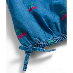 Babyhug Sleeveless Top & Shorts Set With Cherry Embroidery - Blue