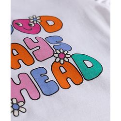 Babyhug Single Jersey Knit Half Puffed Sleeves Good Days Ahead Text Printed Top & Shorts Set - White & Orange