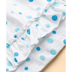 Babyhug Single Jersey Knit Sleeveless Top & Leggings Set With Polka Dot Print - White & Blue