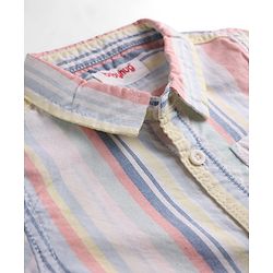 Babyhug Cotton Woven Half Sleeves Striped Shirt & Denim Shorts Set - Multicolor