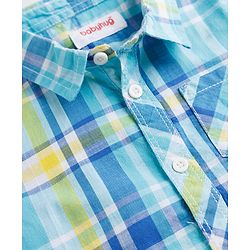 Babyhug Cotton Woven To Denim Half Sleeves Checks Shirt & Shorts Set - Multicolor