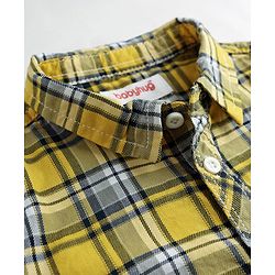 Babyhug Cotton Woven Half Sleeves Checks Shirt & Denim Shorts Set - Yellow & Blue