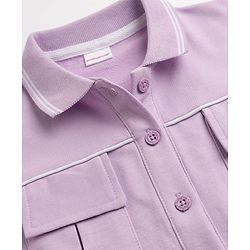 Babyhug Terry Knit Half Sleeves Solid Top & Trouser Set - Purple