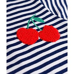 Babyhug Cotton Knit T-Shirt Half Sleeves Oversized Striped with Embroidery Detailing Multi Color 12-18 Months