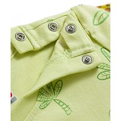 Babyhug Cotton Knit Full Sleeves Jungle Theme Printed Co-Ords T-Shirt & Pyjama Night Suit - Light Green
