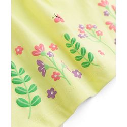 Babyhug Single Jersey Knit Sleeveless Top & Denim Shorts Set with Floral Print - Yellow & Blue