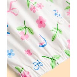 Babyhug Single Jersey Knit Sleeveless Top & Denim Shorts Set with Floral Print - Multicolor