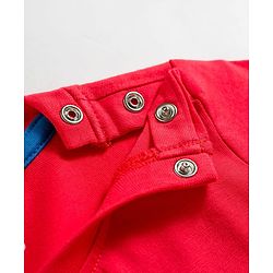 Babyhug Cotton Knit Full Sleeves Text Printed T-Shirt & Pyjama Night Suit - Red & Blue