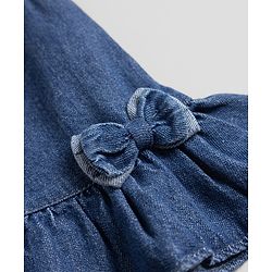 Babyhug Peter Pan Collar Sleeveless Top & Pant Set with Schiffli Bow & Frill Detailing - Blue