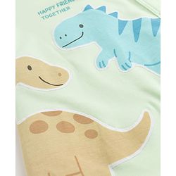 Babyhug Cotton Knit Full Sleeves Dino Embroidered Sleepsuit - Light Green