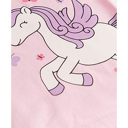 Babyhug Cotton Knit Half Sleeves T-Shirt & Shorts Night Suit With Unicorn & Star Print - Pink