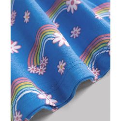 Babyhug Single Jersey Knit Frock & Bloomer With Half Sleeves Tee & Rainbow Print - Blue