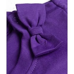 Babyhug Cotton Knit Half Sleeves Floral & Polka Dots Printed T-Shirt & Shorts Night Suit - Purple