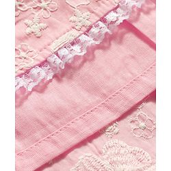 Babyhug Cotton Woven Half Frill Sleeves Floral Embroidered Frock With Bow Applique - Pink
