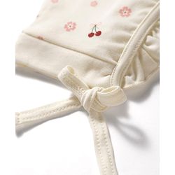 Babyhug 100% Cotton Interlock Knit Baby Caps With Floral Cherry & Polka Dots Print Pack of 2 Multicolor - Diameter 10.5 cm